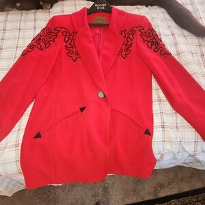 Double D Ranch Red Blazer with Black Embroidery